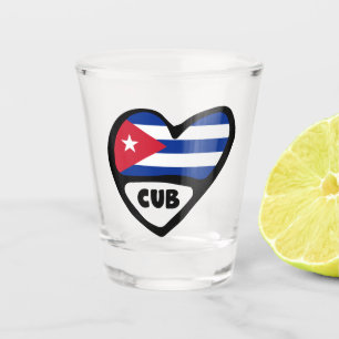 Kuba Ländercode Flaggenherz, CUB Schnapsglas