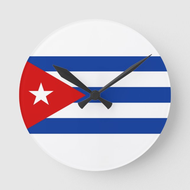 Kuba-Landesflaggeuhr Runde Wanduhr (Vorderseite)