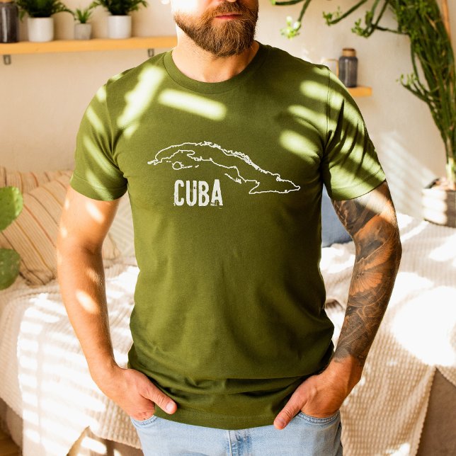 Kuba Landkarte Kubanische Kontur an der Grenze T-Shirt (Von Creator hochgeladen)