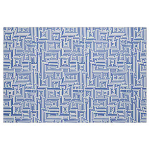 Kuba Maze Style 221019 - Marine auf Weiß Stoff