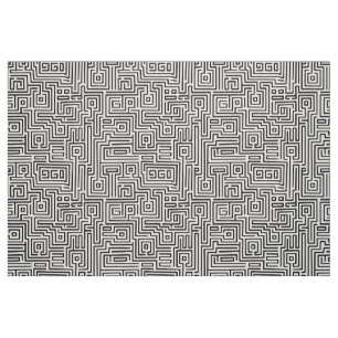 Kuba Maze Style 221019 - Schwarz auf Weiß Stoff