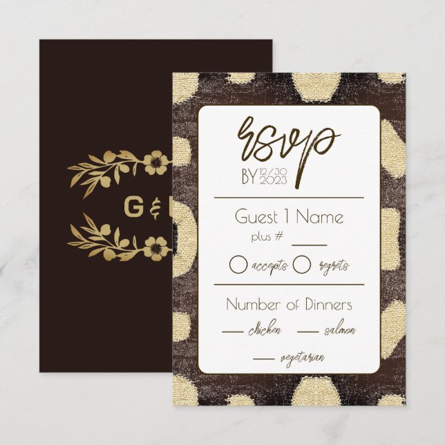 Kuba Mud Cloth Pattern Tribal Afrikanische Hochzei RSVP Karte (Vorne/Hinten)