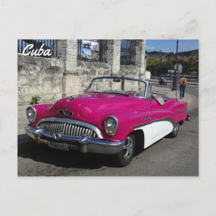 Kuba, rosa, klassisches Auto Postkarte