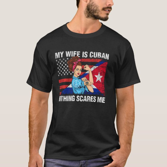 Kuba Shirt Meine Ehefrau ist kubanisch nichts stör (Vorderseite)