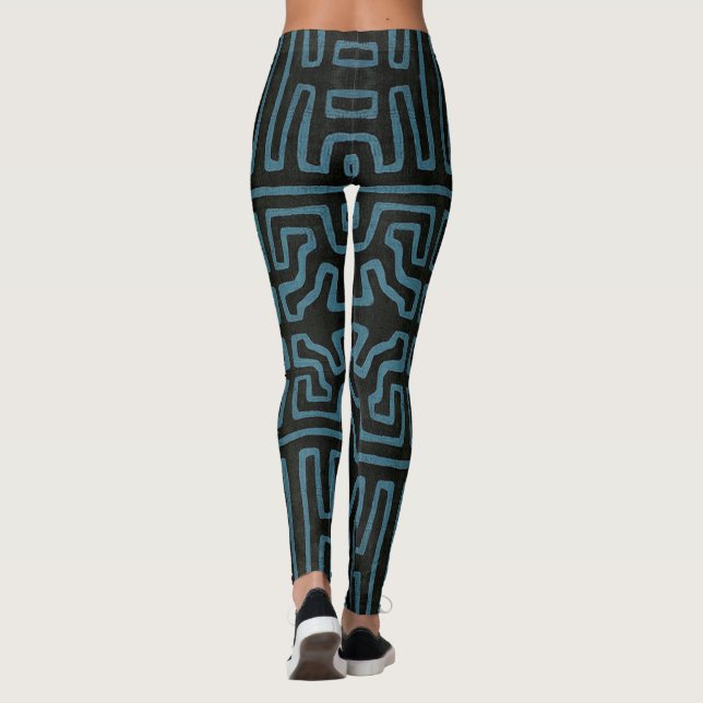 Kuba Stoff-Muster-Leggings in aquamarinem Leggings (Rückseite)