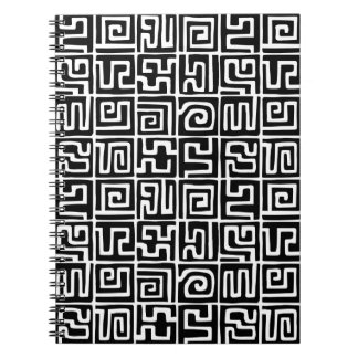 Kuba Style Pattern 071019 - Schwarz und Weiß Notizblock
