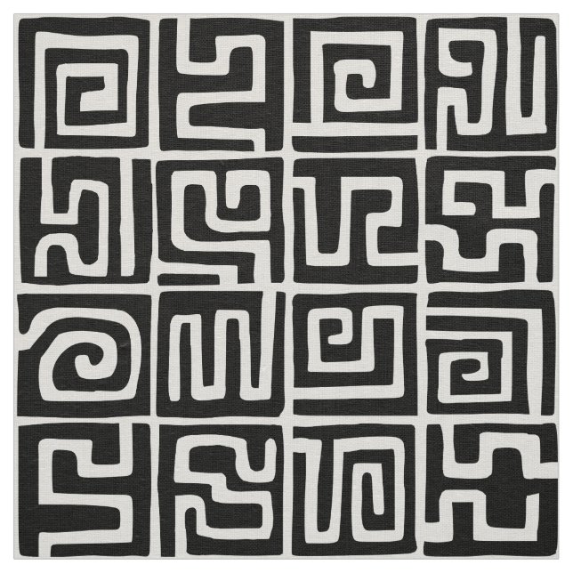 Kuba Style Pattern 071019 - Schwarz und Weiß Stoff (Muster)