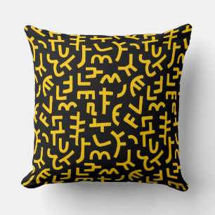 Kuba Style Pattern 121019 - Bernstein auf Schwarz Kissen