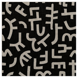 Kuba Style Pattern 121019 - Weiß und Schwarz Stoff