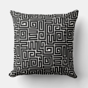 Kuba Style Pattern 280922 - Schwarz auf Weiß Kissen