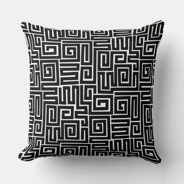 Kuba Style Pattern 280922 - Schwarz auf Weiß Kissen (Vorderseite)