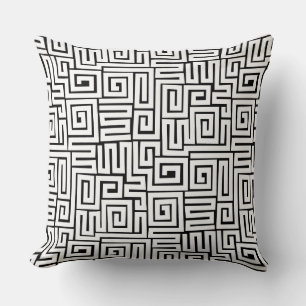 Kuba Style Pattern 280922 - Weiß auf Schwarz Kissen