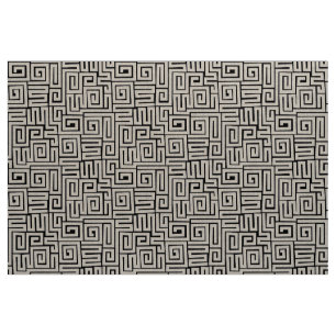 Kuba Style Pattern 280922 - Weiß auf Schwarz Stoff