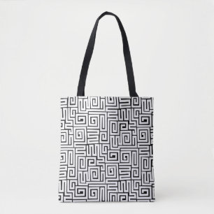 Kuba Style Pattern 280922 - Weiß auf Schwarz Tasche