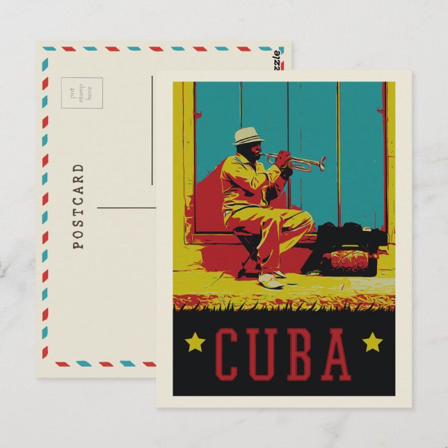 Kuba typischer karibischer Musiker Havanna Postcar Postkarte (Vorne/Hinten)