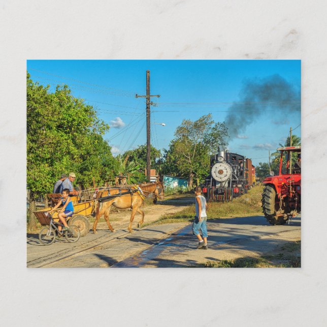 Kuba: Überquerung der Eisenbahn. Postkarte (Vorderseite)