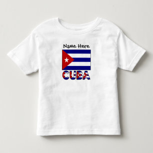 Kuba und kubanische Flagge Dunkelblau Personalisie Kleinkind T-shirt