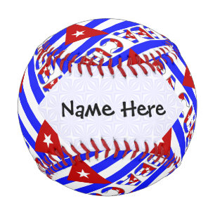 Kuba und kubanische Flagge Hellblau gekachelt mit Baseball