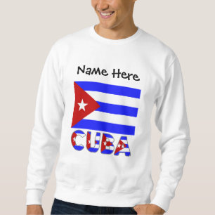 Kuba und kubanische Flagge Hellblau Personalisiert Sweatshirt
