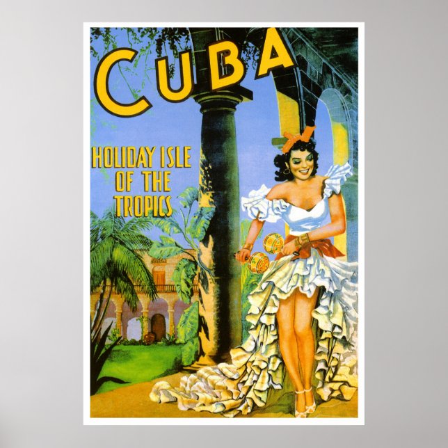 Kuba-Urlaubsinsel des tropischen Reiseplakats Poster (Vorne)
