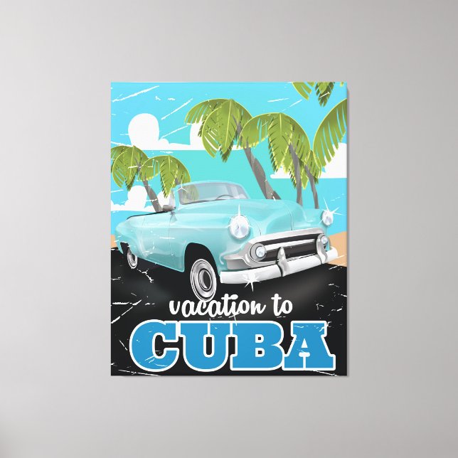 Kuba-Vintage-Autovermietung Leinwanddruck (Vorderseite)