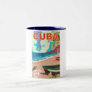 Kuba Vintage Reiseplakat Zweifarbige Tasse