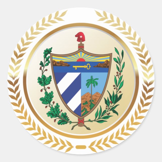 Kuba-Wappen Runder Aufkleber (Vorderseite)