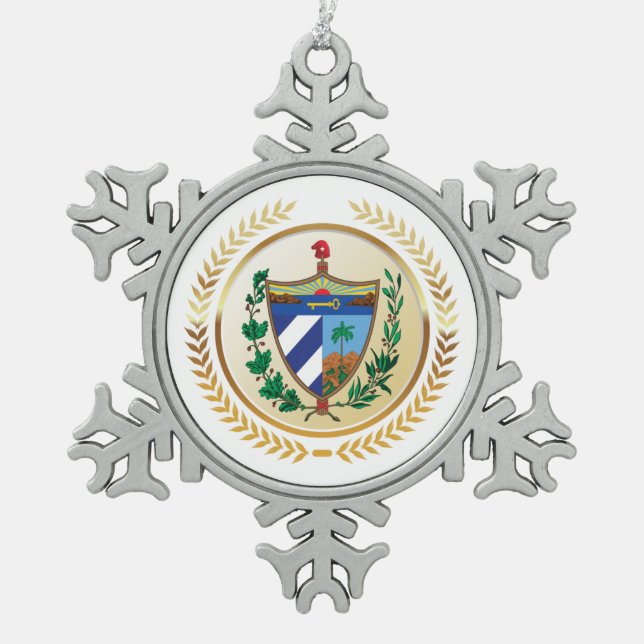 Kuba-Wappen Schneeflocken Zinn-Ornament (Vorderseite)