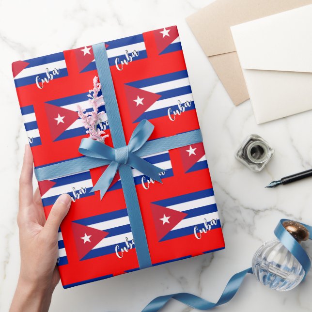 Kuba Wrapping Paper, Red Xmas, kubanische Flaggenp Geschenkpapier (Schenken)