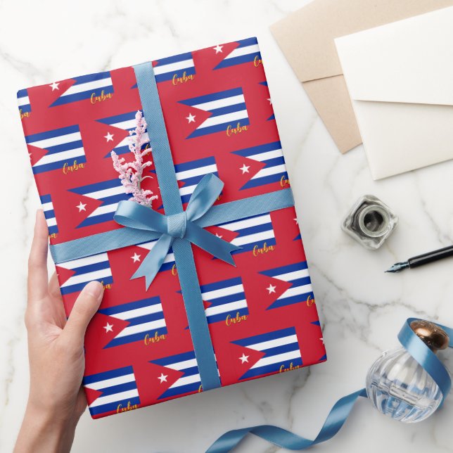 Kuba Wrapping Paper, rot, kubanische Flagge patrio Geschenkpapier (Schenken)