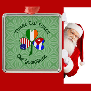Kubanisch Irisch Amerikanische Flaggen Kleeblatt D Ornament Aus Metall