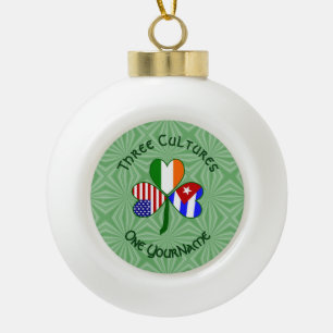 Kubanisch Irisch Amerikanische Flaggen Shamrock Ih Keramik Kugel-Ornament
