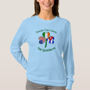 Kubanisch Irisch USA-Flaggen Kleeblatt Personalisi T-Shirt