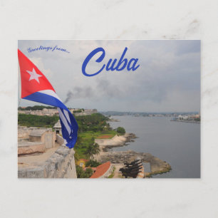 Kubanische Flagge auf einem Fort in Kuba Postkarte
