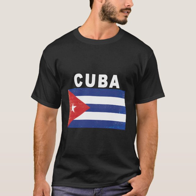 kubanische Flagge gestörtes Image T-Shirt (Vorderseite)