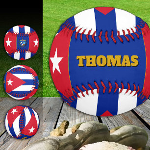 kubanische Flagge, Kuba, Monogramm/Baseball-Bälle Baseball