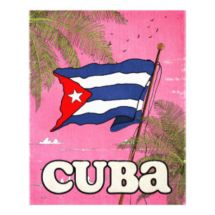 Kubanische Flagge Vintage-Reiseposter Fotodruck