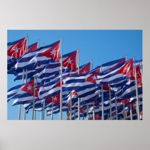 Kubanische Flaggen wehen Poster