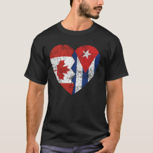 Kubanische kanadische Flaggen Herz Kanada Kuba Kub T-Shirt