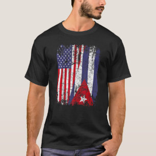 Kubanische Roots Halbamerikanische Flagge Kuba Fla T-Shirt
