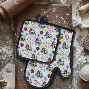 Kubanische Schnecken Lila Pilze Ofenhandschuh & Topflappen-Set