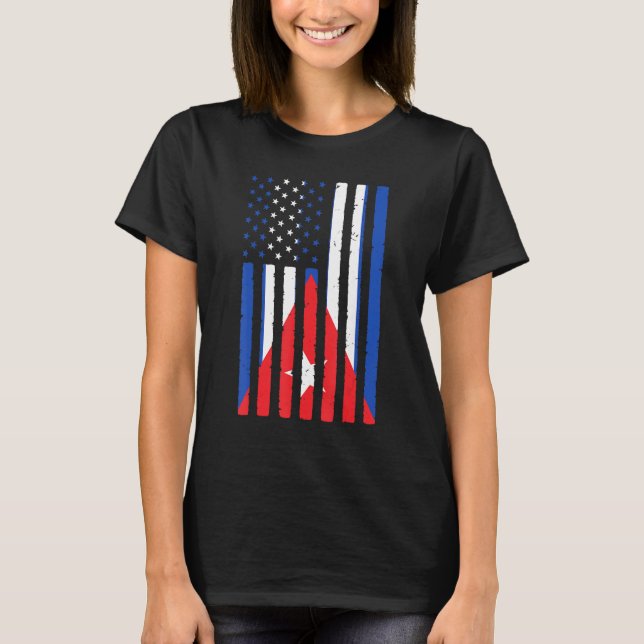 Kubanische Wurzeln USA-Flagge Erbe Halb Kuba Ameri T-Shirt (Vorderseite)