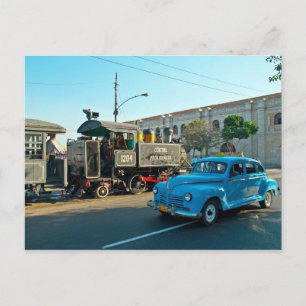 Kubanischer Dampf und Auto Postkarte