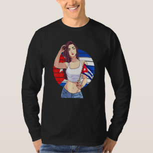 Kubanisches Mädchen Kuba-Flagge Hispanisch Kubanis T-Shirt