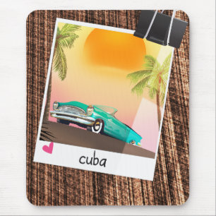 Kubanisches Oldtimer Foto Reiseplakat. Mousepad