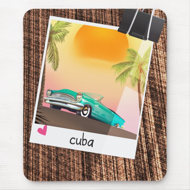 Kubanisches Oldtimer Foto Reiseplakat. Mousepad (Vorne)