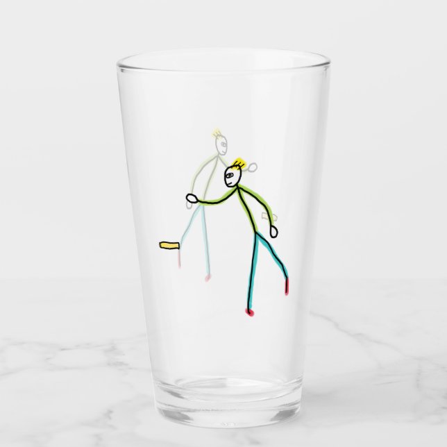 Kubb Playing Stickman Glas (Vorderseite)