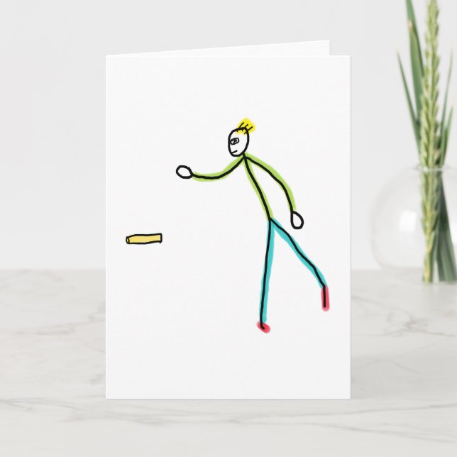 Kubb Playing Stickman Karte (Vorderseite)