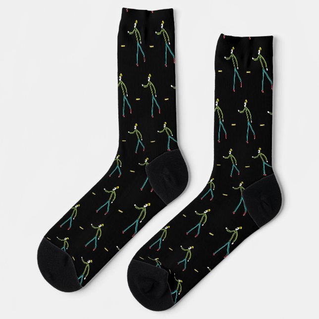 Kubb Spielender Stickman Socken (Linkes Detail)