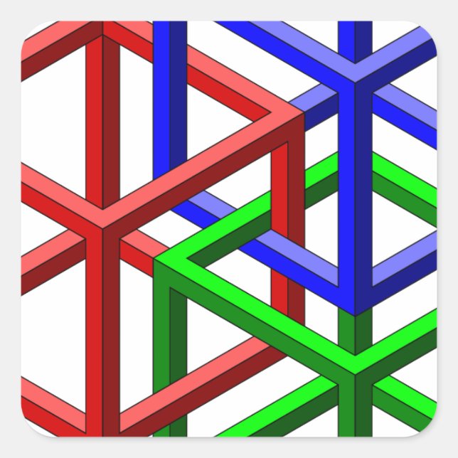 Kubes Impossible Geomettical Illusion Quadratischer Aufkleber (Vorderseite)